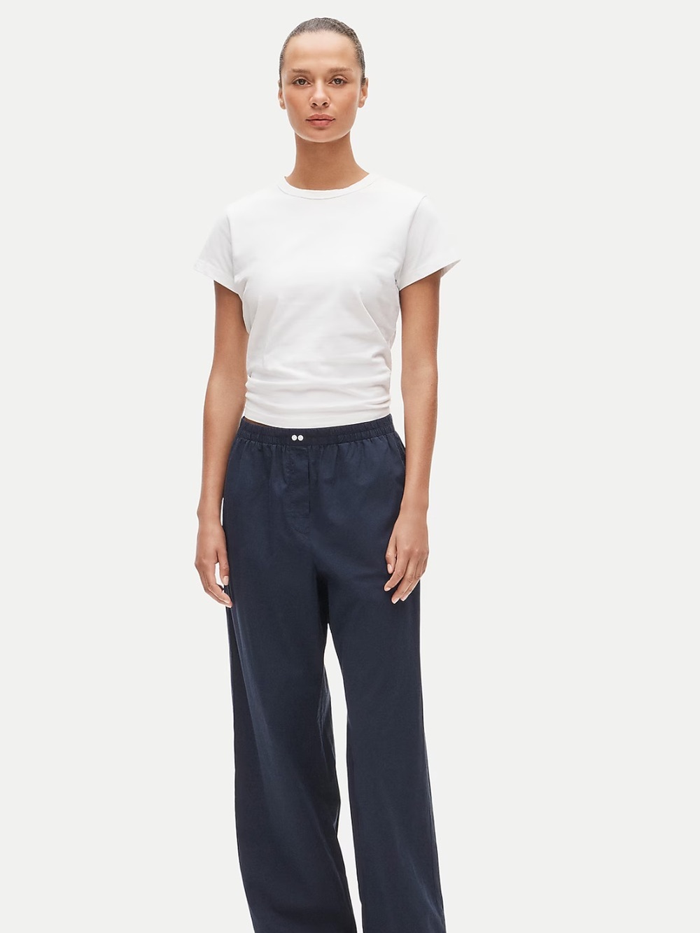 J. Crew Classic pajama pant in end-on-end cotton Navy Pajama Pants